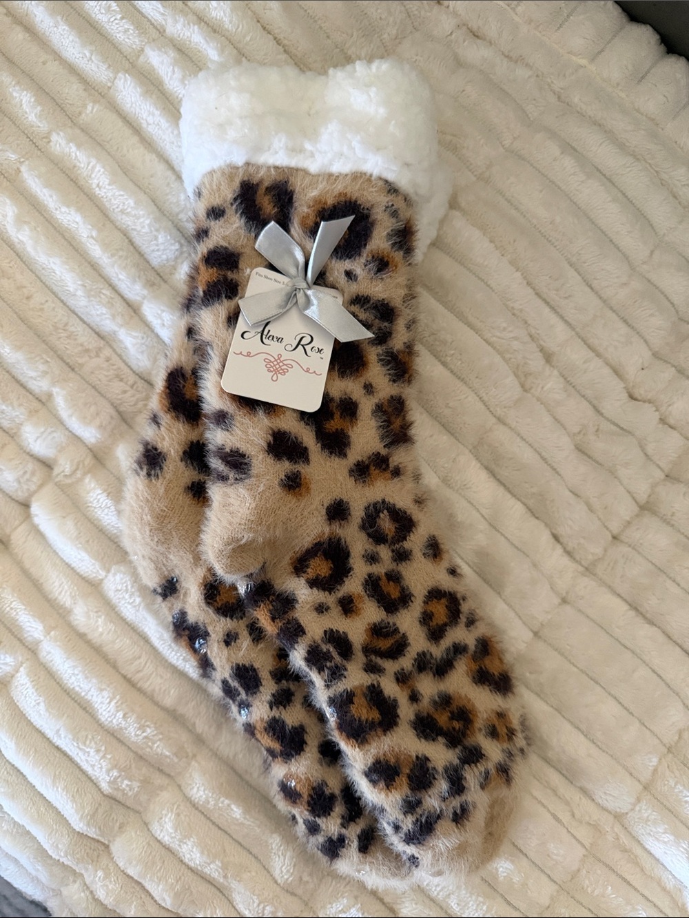 NEW Plush Leopard Print Slipper Socks